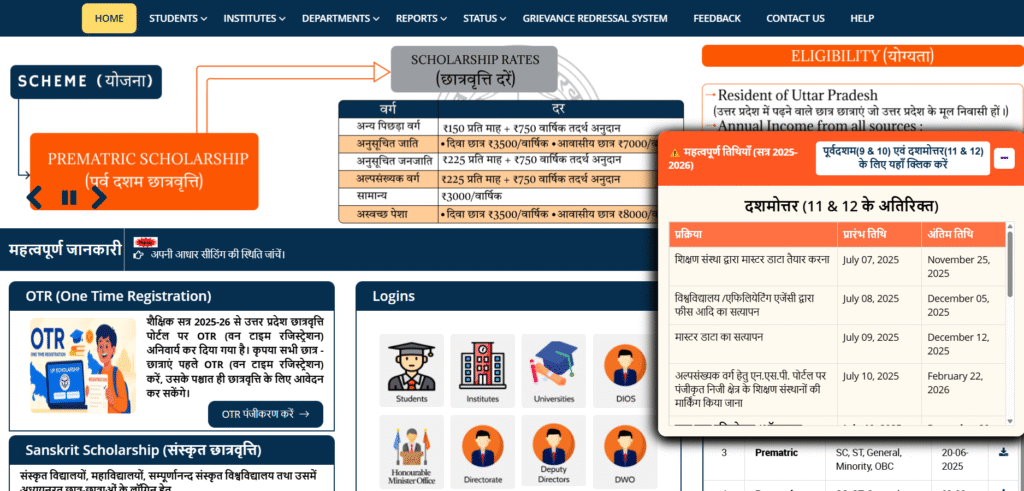 UP Scholarship 2025-26 Online Apply